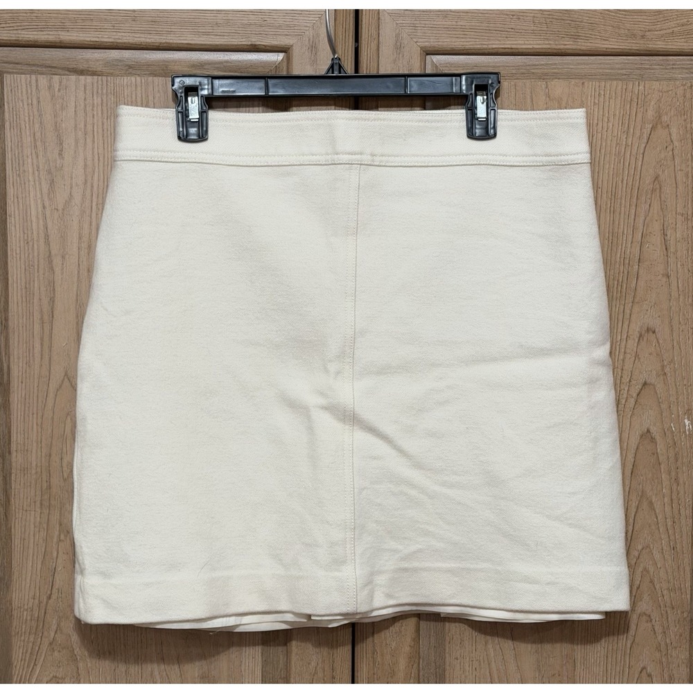 J. Crew 100% Wool Mini Skirt Women's Size 14 Cream Lined Office Preppy Corpcore